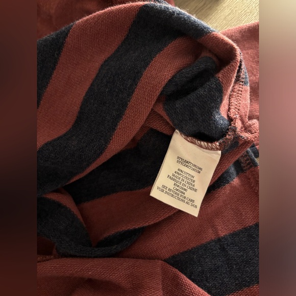 Women's Z Supply Striped Varsity Crew Neck Stone Sun Washed Oversized - Picture 7 of 7